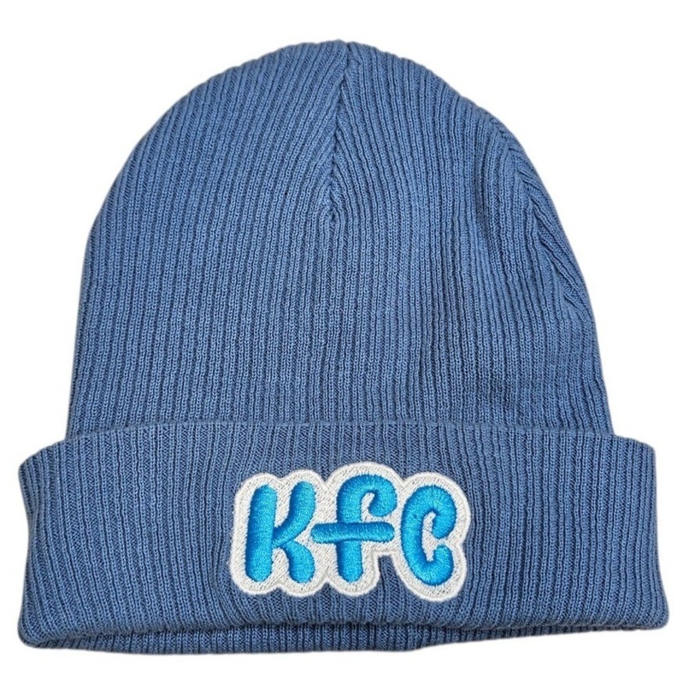 Atlantis Nelson KFC Beanie Blue Organic Cotton Ribbed Logo‎ Winter Warm